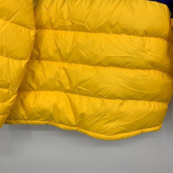 Polo Ralph Lauren Puffer Jacket Down Fill Glacier Hooded Yellow Blue - Picture 13 of 16